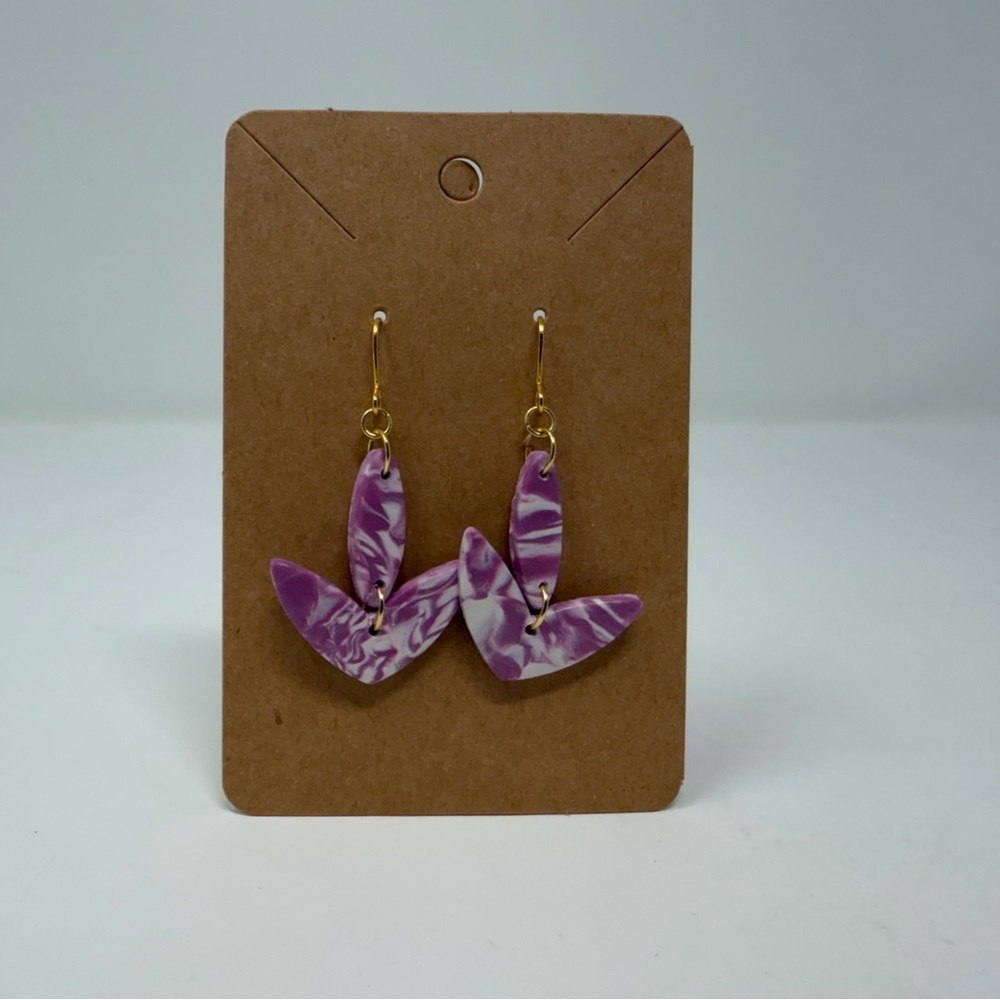 Handmade Lilac Marble Polymer Earrings by Josefa Jewelry